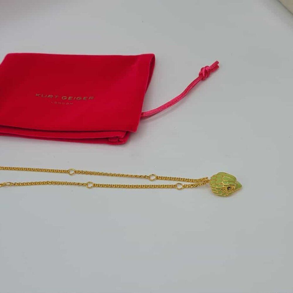 Kurt Geiger Green Enamel Eagle Gold Tone Pendant Necklace NWT!  NEW! - Picture 5 of 9